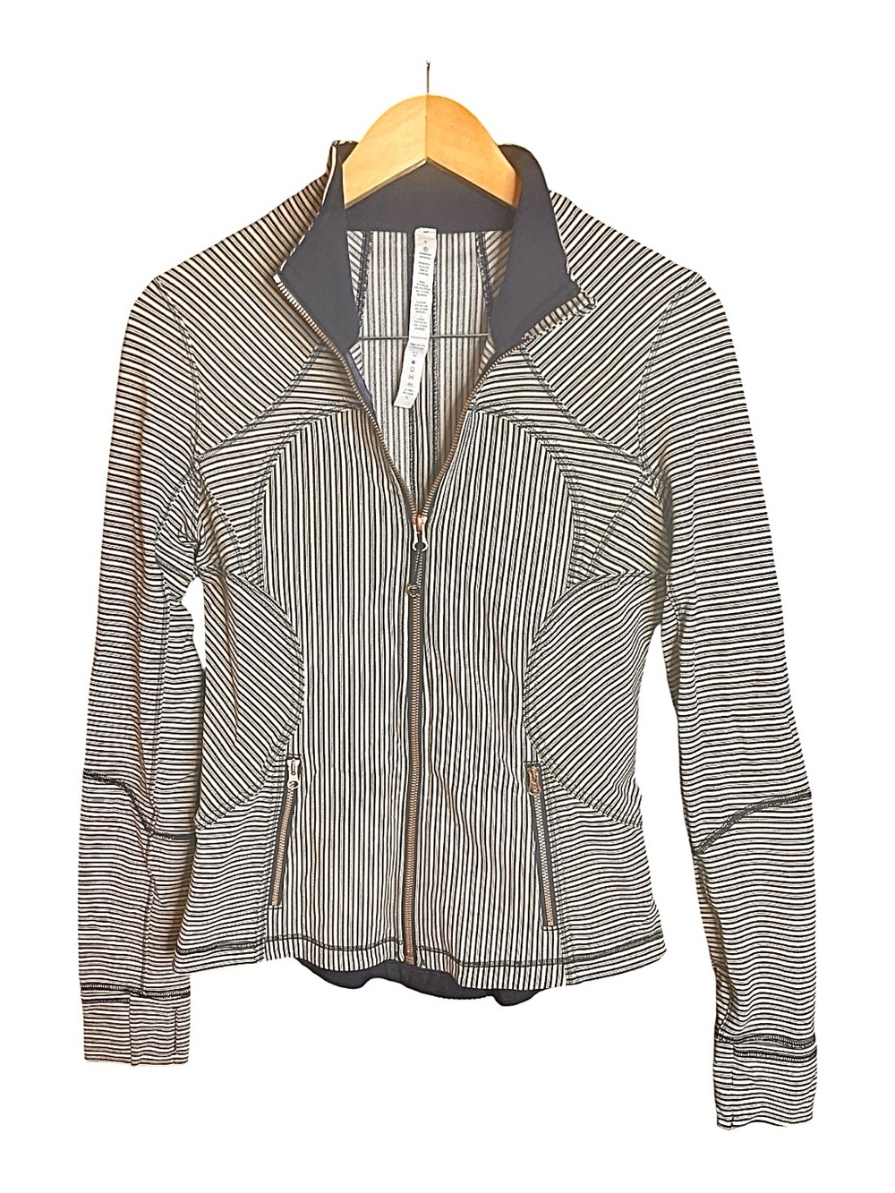 Lululemon Forme Jacket Striped Luon Women’s Size 8 Blue Inkwell Mojave Tan